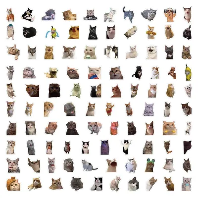 Factory Wholesale Price Cute Cartoon Cat Stickers Funny Quirky Decals Strong Adhesive Expressions Sticker