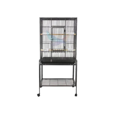 Outdoor Iron Bird House and Large Iron Parrot Bird Cage Black Metal Wire Large Portable Big Easy Moving Birdcage With Wheels