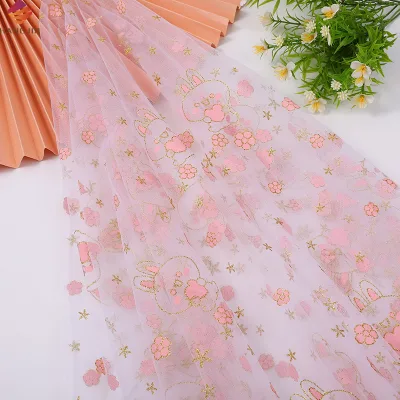 Custom Print Tulle Lace Fabric 100% Polyester Soft Processing Overlay Mesh Fabric for Children's Tutu Toddler Dress