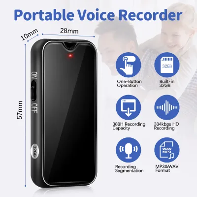 Magnetic Digital Voice Recorder Continuous Long Battery Time Voice Activated One-key Audio Recording Condenser Microphone