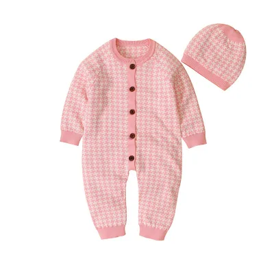 Wholesale Spring and autumn new styles of baby one-piece haws with front buttons and newborn crawling suits
