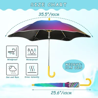 Vibrant Colors Kids Umbrella Girls Classic Paraguas Rain Umbrellas Boy Custom Reflective Strip Sun Umbrella UV Protection