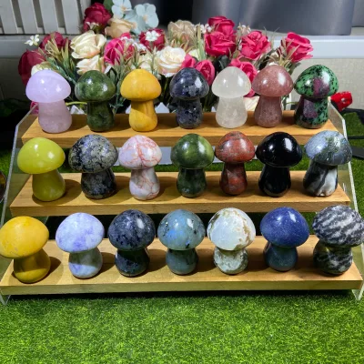 Natural Crystals Healing Stones Carved Quartz Gemstone Mushroom Mixed Mushroom for Ornament