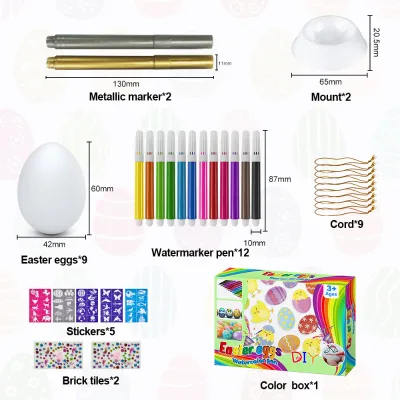 KHY Free Sample Easter Egg Decorator Kit Colorful Quick Drying Non Toxic Art Paint Watercolor Mini Marker Pen Set