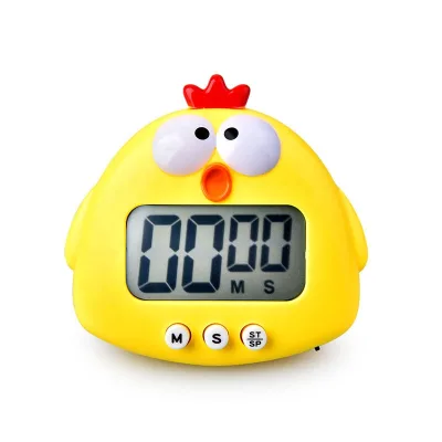 Kitchen Timer Magnetic Clock Digital LED Countdown Visual Timer for Kids Cute Cartoon Chick Shaped Timer Cooking