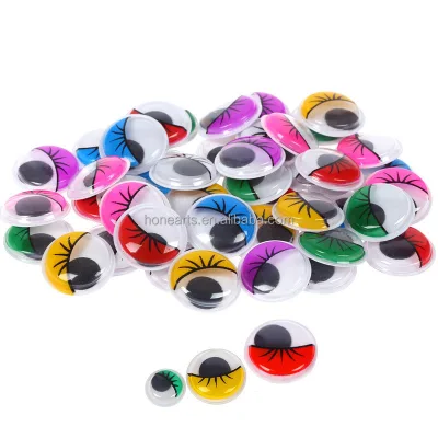 Black Wiggle Googly Eyes Children's Craft Materials Plastic Animal Eyes Self-adhesive Moving Eyes for DIY School Projects, Toy