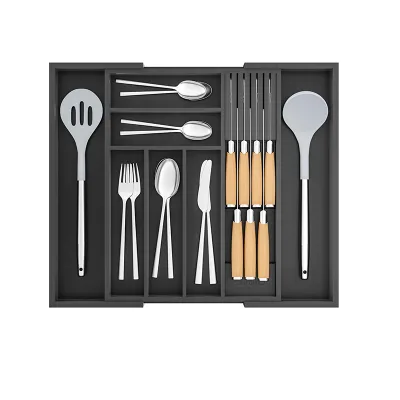 Adjustable Kitchen Drawer Organizer for Utensils and Junk With 9 Compartments Food-Safe Contract Grade