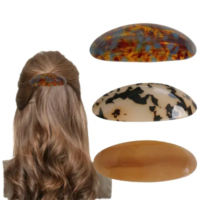 High Quality Girls Acetate Hair Clips Leopard Tortoise Acetate Hair Barrette for Women Oval Shape Spring Hair Clip