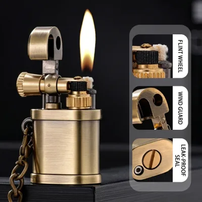 Mini Refillable Kerosene Keychain Lighter Classic Gift Refillable Lighter Soft-flame Lighter with logo