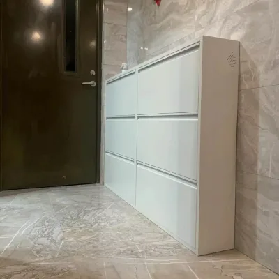 Customized Ultra-Thin Flip Bucket Shoe Cabinet Elegant Wood Shoe Rack for Living Room & Bathroom for Home or Hotel Furniture