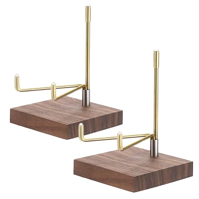 Adjustable Metal Arms Display Stand Easel Holder Wooden Base Small Decorative Plate Stand Crystal Mineral Wall Display Shelves