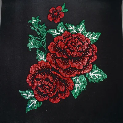 Beautiful Ready Design Rhinestone Custom Iron on Flower Lovely Rhinestone Heat Transfer for Clothing