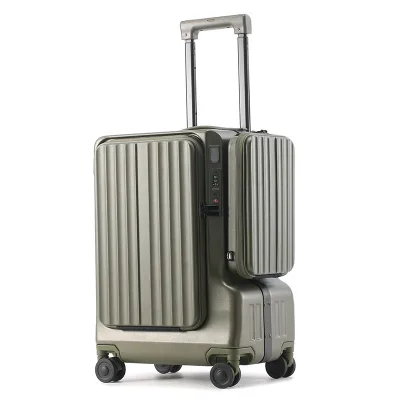 2026 Carry-On Check Luggage Front Opening Cup Holder USB Port Laptop ABS+PC Hardshell Spinner Suitcase Airline Approved Portable