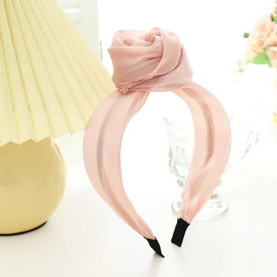 Korean Style Combo Set Hair Accessories Headband Simple Hairband Bright Silk Yarn Rose Flower Headband
