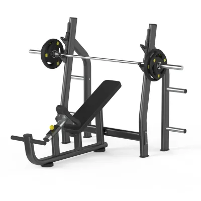 Professional Incline Bench Press Commercial Upper Chest Strength Machine with Integrated Weight Plate Storage Rack Gym Fitness