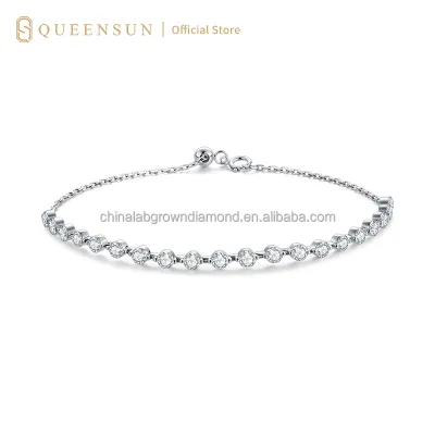 2ct Lab Diamond Tennis Bracelet 18K Solid Gold D Color VVS1 Lab Grown Diamond Adjustable Bracelet for Anniversary Birthday Gift