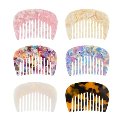 ARCHER Korean Style Portable U-shaped Mini Acetate Wide Tooth Travel Tooth Pocket Combs for Women Wet Dry Hair Accessory