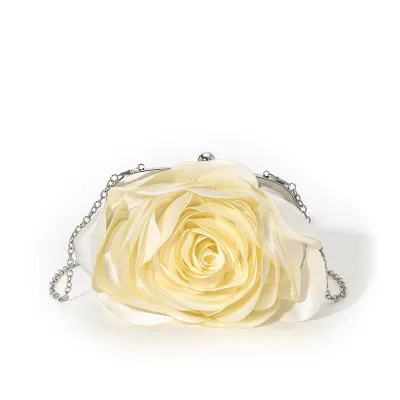 Hot Sale Women Vintage Satin Flower Party Wedding Clutch Bag Lady Rose Bridal Evening Bag Handbag
