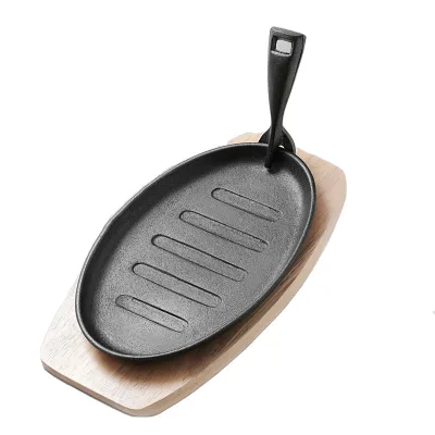 Wholesale Non-Stick Cast Iron Fry Pan for Outdoor BBQ and Induction Cooker Use Oval Shape Portable & Durable