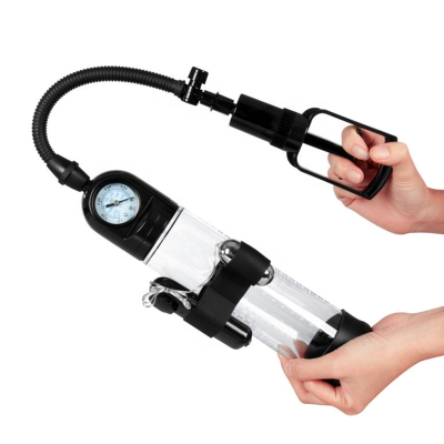 Vacuum Sex Toys Gauge Penis Pump With Remote Vibrator for Men