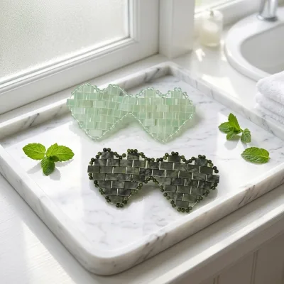 Rose Quartz & Jade Natural Crystal Face & Eye Mask Set with Skin Tightening & Anti-Puffiness Features for Home & Commercial Use
