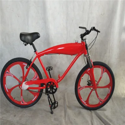 26 Inch Adult 80cc Moped Gas Powerd Motorized Fuel Tank Frame Integrated Bike for Engine Kit with 0.6 Gallon 2.4L Gas Tank