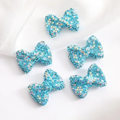Rainbow Color Bowknot Rhinestone Beads Bow Clay Beads for DIY Jewelry Making Keychain Pen Bracelet Hair Jewelry Accessories