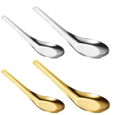 Chinese Style High Quality 304 Stainless Steel Restaurant Gold Rice Metal Dinner Spoon