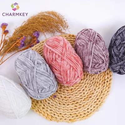 Charmkey 6mm Bright Velvet Fluffy Chenille Yarn Fancy Yarn Factory Price for Knitting and Crocheting