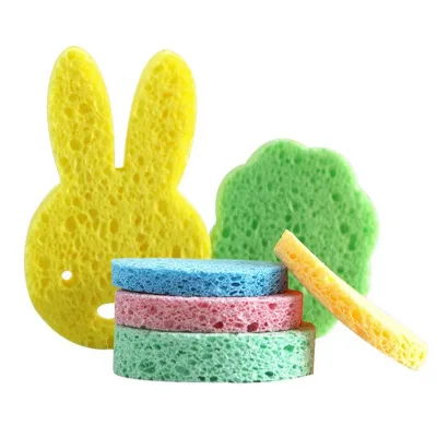 Facial Cleansing Natural Animal Shaped Wood Pulp Cotton Deep Cleansing Cute Cellulose Sponge