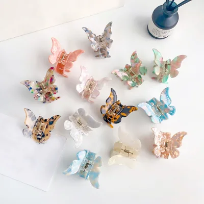 BLISSLIFE New Arrival Women Butterfly Hair Claws Simple Colored Acetate Hair Claws Sweet Shape Hair Accessories for Girl