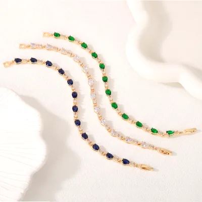HanHan Jewelry Fashion Jewelry 18k Gold Plated Tennis Bracelet Color Small Zircon Pulsera for Women
