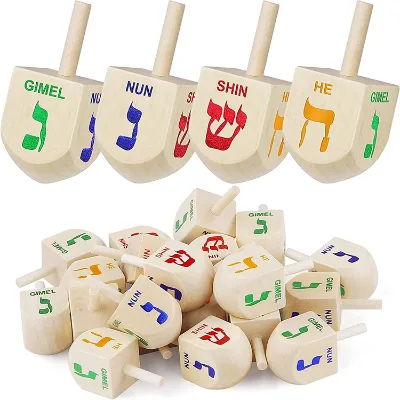 Wooden Hanukkah Gyro Toy Manually Rotating Wooden Spinning Top Natural Kids Wood Toy