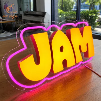 Custom Face-Lit Acrylic LED Mini Letter Sign with Neon Outline Illuminated Logo Sign for Shop Store Wall Decoration