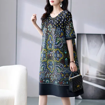 New Plus Size Loose Casual Dress Drill Senior Dress Boutique Dress