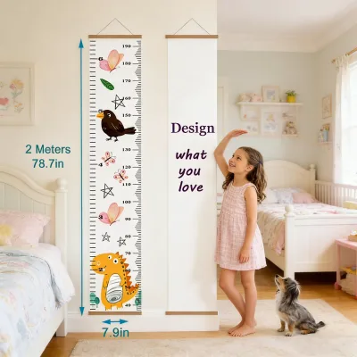 Wholesale Custom Eco-Friendly Giraffe Growth Chart UV Printed Matte Finish Wall Removable Waterproof Height Wall Chart