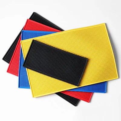 Custom logo Branded PVC Table Cup Water Proof Anti-skid Mat Cup Counter Mat Rectangle Rubber Beer Bar Service Spill Mat Barmat