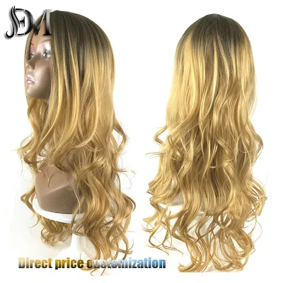 Dailmei Factory Direct Sales Ombre Blonde Wig New European and American Fashion Long Curly Hair High Temperature Fiber