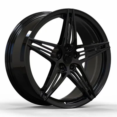 Custom 17-24 Inch Piano Black Forged Car Wheels Rims Five Spoke Design with 35mm ET and 100mm PCD for Maserati