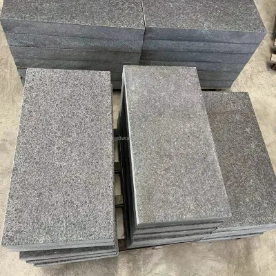 Black Granite G684 Flamed Honed Brushed Waterjet Surface Finish