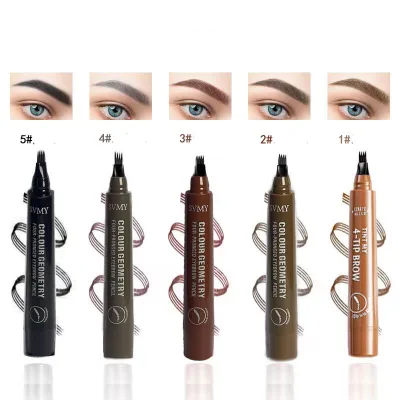 Private Label Four Forks Colorfast Eyebrow Pencil Waterproof Liquid Eyebrow Pencil