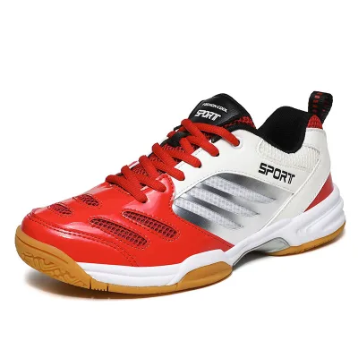 Custom Logo Wear-resistant Anti-slip Mesh Pu Leather Trainers Table Tennis Shoes Latest Low Cut Badminton Training Sports Shoes