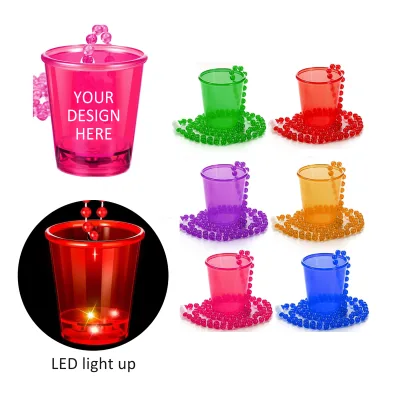 LED Light up Shot Glass Necklace, Party Glow Shot Glasses for Events and Celebrations