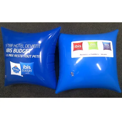Blue square Inflatable Pillow with logo