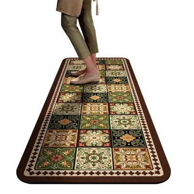 Cross-border Kitchen Mat Household Water-absorbing Wipeable Wash-free Dirt-resistant Non-slip Foot Mat Can Be Cut Square