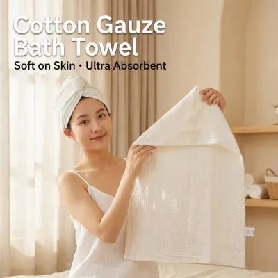100% Cotton Muslin Hair Warp Towel Quick Dry Turban Drying Wrap for Women Bath Spa Shower Solid Color