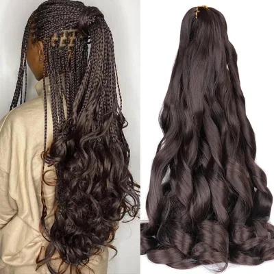 24 Inch Loose Wave French Curl Pre-Stretched 150g Synthetic Braiding Yaki Curly Hair Extension for Women