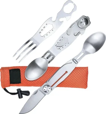 Outdoor Survival Tableware Multitool with Knife ,forking,Spoon,bottle Opener,wrench