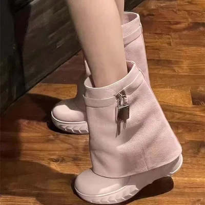 Womens Mid Calf Boots Microfiber Leather PU Lined EVA Midsole Rubber Outsole Buckle Detail Casual Seasonal Footwear for Women