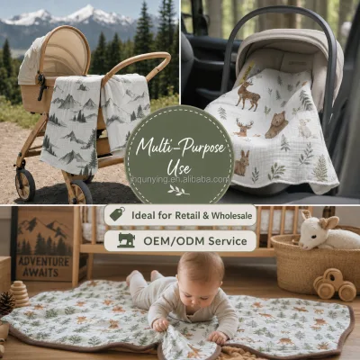 Custom Pattern Private Label Soft Cotton Polyester Breathable Toddler Bedding Blanket Baby Wholesale Blanket